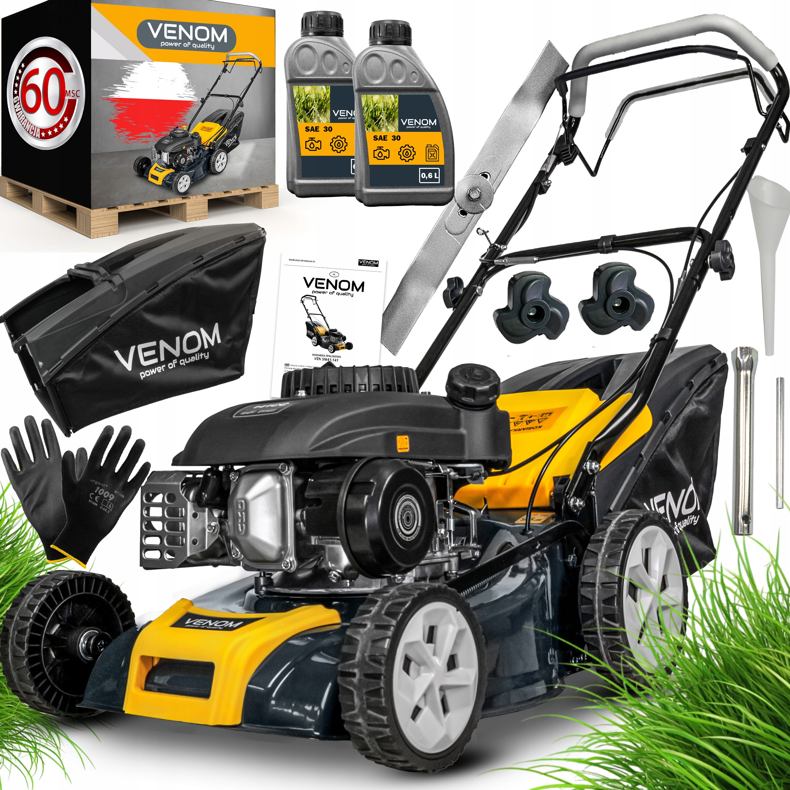 Benzínová kosačka na trávu Venom 41 cm 8,50 HP s košom s objemom 45 l a pohonom kolies